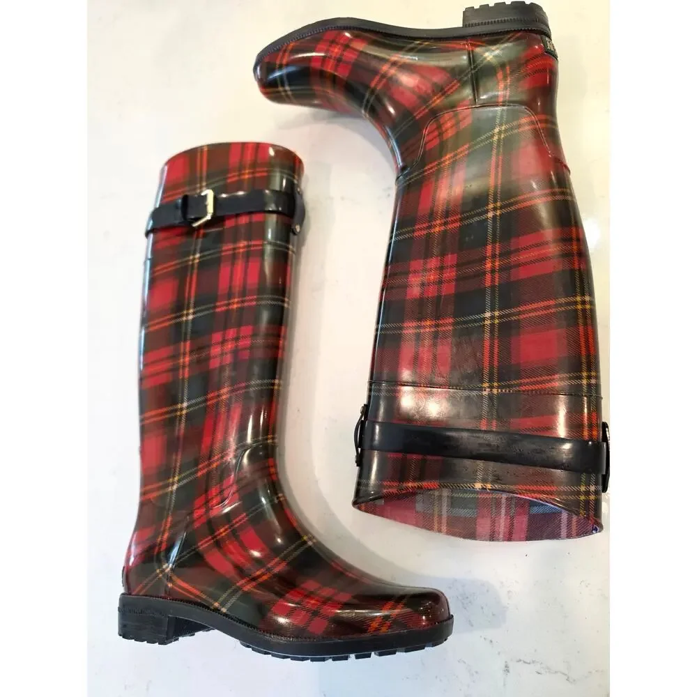 Ralph Lauren Rossalyn II rain boots / Red Tartan Plaid/ size 7